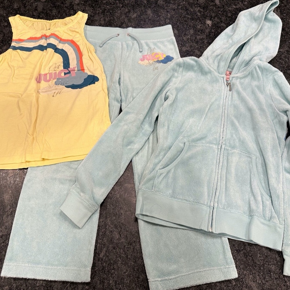 Girls Juicy Couture 3 Piece Matching Set Jacket Pants Tshirt
